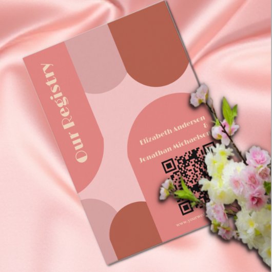 レトロアーチズコーラルピ結婚ンクのレジストリ エンクロージャーカード