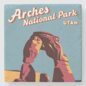レトロアーチズナショナルパークユタイラストレーション ストーンコースター (正面)