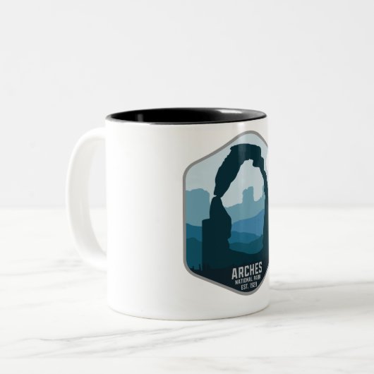 レトロアーチズナショナルパークユタスーマリーズ80sスタイル ツートーンマグカップ (正面左)