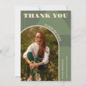 レトロアーチセージ緑2写真卒業 サンキューカード (正面)