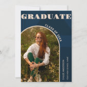 レトロアーチネイビーブルー2フォトグラードアナウンス 招待状 (正面)