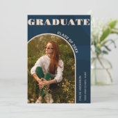 レトロアーチネイビーブルー2フォトグラードアナウンス 招待状 (スタンド正面)