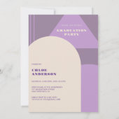 レトロアーチパープルはっきりした写真卒業 招待状 (裏面)