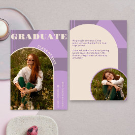 レトロアーチパープル2写真卒業発表 招待状