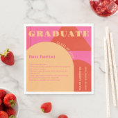 レトロアーチピンク&オレンジおもしろいファクト卒業 スタンダードランチョンナプキン (インサイチュ)