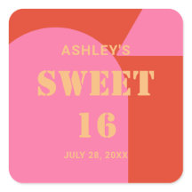 レトロアーチピンク&オレンジスイーツ16誕生日