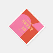 レトロアーチピンク&オレンジスイーツ16誕生日 スタンダードカクテルナプキン (角)