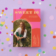 レトロアーチピンク&オレンジフォトスイート16誕生日