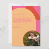 レトロアーチピンク&オレンジ2写真卒業 サンキューカード (裏面)
