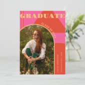 レトロアーチピンク&オレンジ2 Photo Grad発表 招待状 (スタンド正面)