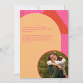 レトロアーチピンク&オレンジ2 Photo Grad発表 招待状 (裏面)