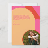 レトロアーチピンク&オレンジ2 Photo Sweet 16誕生日 サンキューカード (裏面)