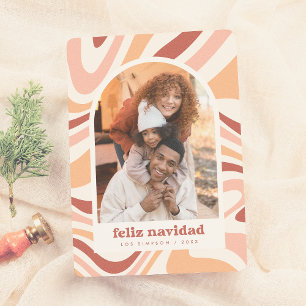 レトロアーチフェリズNavidadスペインのクリスマスフォト シーズンカード