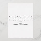 レトロアーチフォト結婚フォイルのサンキューカード 箔招待状 (裏面)