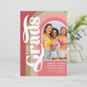 レトロアーチフォト2025ピンク共同卒業パーティー 招待状 (スタンド正面)