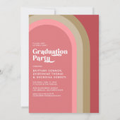 レトロアーチフォト2025ピンク共同卒業パーティー 招待状 (裏面)