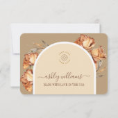 レトロアーチフラワービジネスサンキューディスカウントカード 招待状 (裏面)