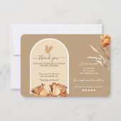 レトロアーチフラワービジネスサンキューディスカウントカード 招待状 (正面)