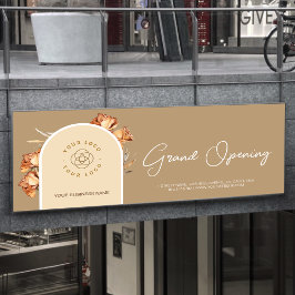 レトロアーチフラワービジネスロゴグランドオープン 横断幕