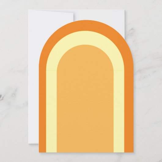 レトロアーチベイビーシャワーGroovy 70sオレンジイエロー 招待状 (裏面)