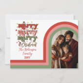 レトロアーチメリークリスマスファミリーフォト シーズンカード (正面)