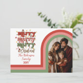 レトロアーチメリークリスマスファミリーフォト シーズンカード (スタンド正面)