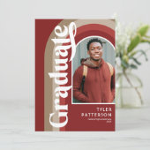 レトロアーチレッドフォト2025卒業 案内状 (スタンド正面)