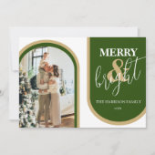 レトロアーチ写真クリスマスホリデーカード シーズンカード (正面)