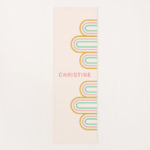 レトロアーチ型ストライプパステルピンクミニマルク ヨガマット (正面)