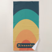 レトロアーチGroovy名 ビーチタオル (正面)