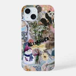 レトロアートコラージュフォンケース iPhone 15ケース