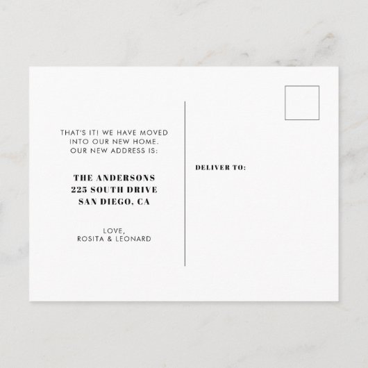 レトロアートデコジオメトリック動作アナウンス ポストカード (裏面)