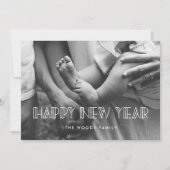レトロアートデコハッピーニューイヤーホリデーフォトカード シーズンカード (正面)