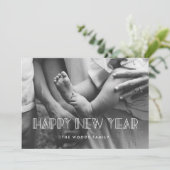 レトロアートデコハッピーニューイヤーホリデーフォトカード シーズンカード (スタンド正面)