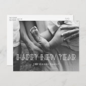 レトロアートデコハッピーニューイヤーホリデーフォト ポストカード (正面/裏面)