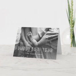 レトロアートデコハッピーニューイヤー写真 シーズンカード