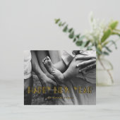 レトロアートデコハッピーニューイヤー写真 箔シーズンポストカード (立ち正面)