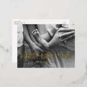 レトロアートデコハッピーニューイヤー写真 箔シーズンポストカード (正面/裏面)