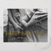 レトロアートデコハッピーニューイヤー写真 箔シーズンポストカード (正面)