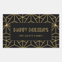 レトロアートデコハッピーホリデイズ 長方形シール