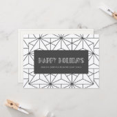 レトロアートデコミニマリストクラフトハッピーホリデイズ カード (正面/裏面インサイチュ)