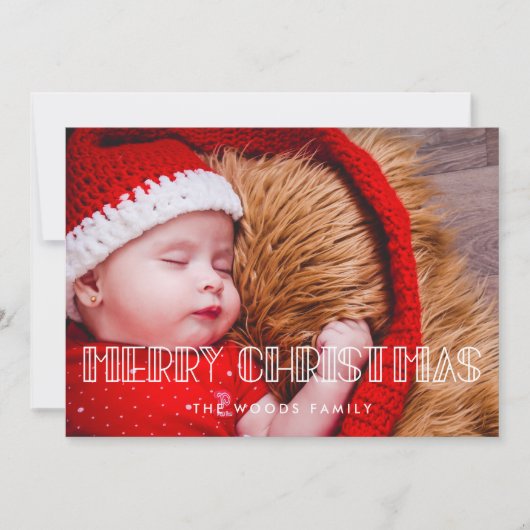 レトロアートデコメリークリスマスフォト シーズンカード (正面)