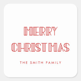 レトロアートデコメリークリスマス スクエアシール