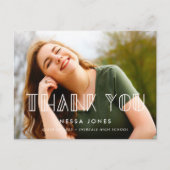 レトロアートデコ卒業式ありがとうありがとう写真 ポストカード (正面)