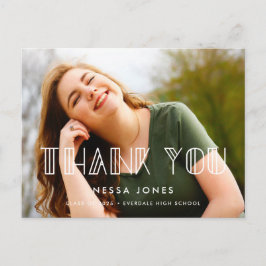 レトロアートデコ卒業式ありがとうありがとう写真 ポストカード