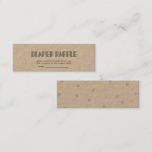 レトロアートデコ赤ちゃんシャワーおむつラッフルチケット スキニー名刺 (正面/裏面)