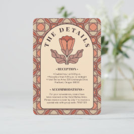 レトロアートヌーボーウェディング詳細QRコードカード エンクロージャーカード