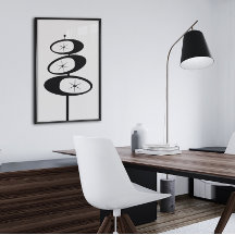 レトロアートプリントアトミック時代スターバストミニマル