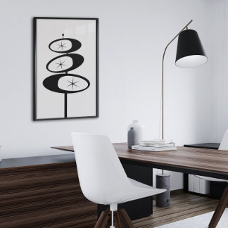 レトロアートプリントアトミック時代スターバストミニマル ポスター