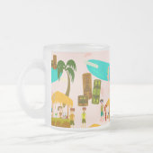 レトロアートライフプールパーティーキャラクターイラストレーション フロストグラスマグカップ (左)